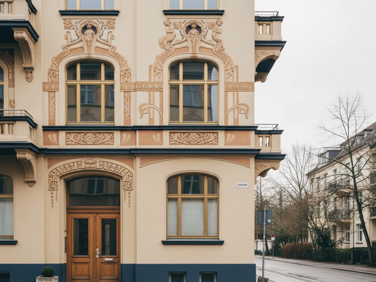 Ornamentierte Jugendstilfassade eines Wohnhauses in Hamburg-Eppendorf