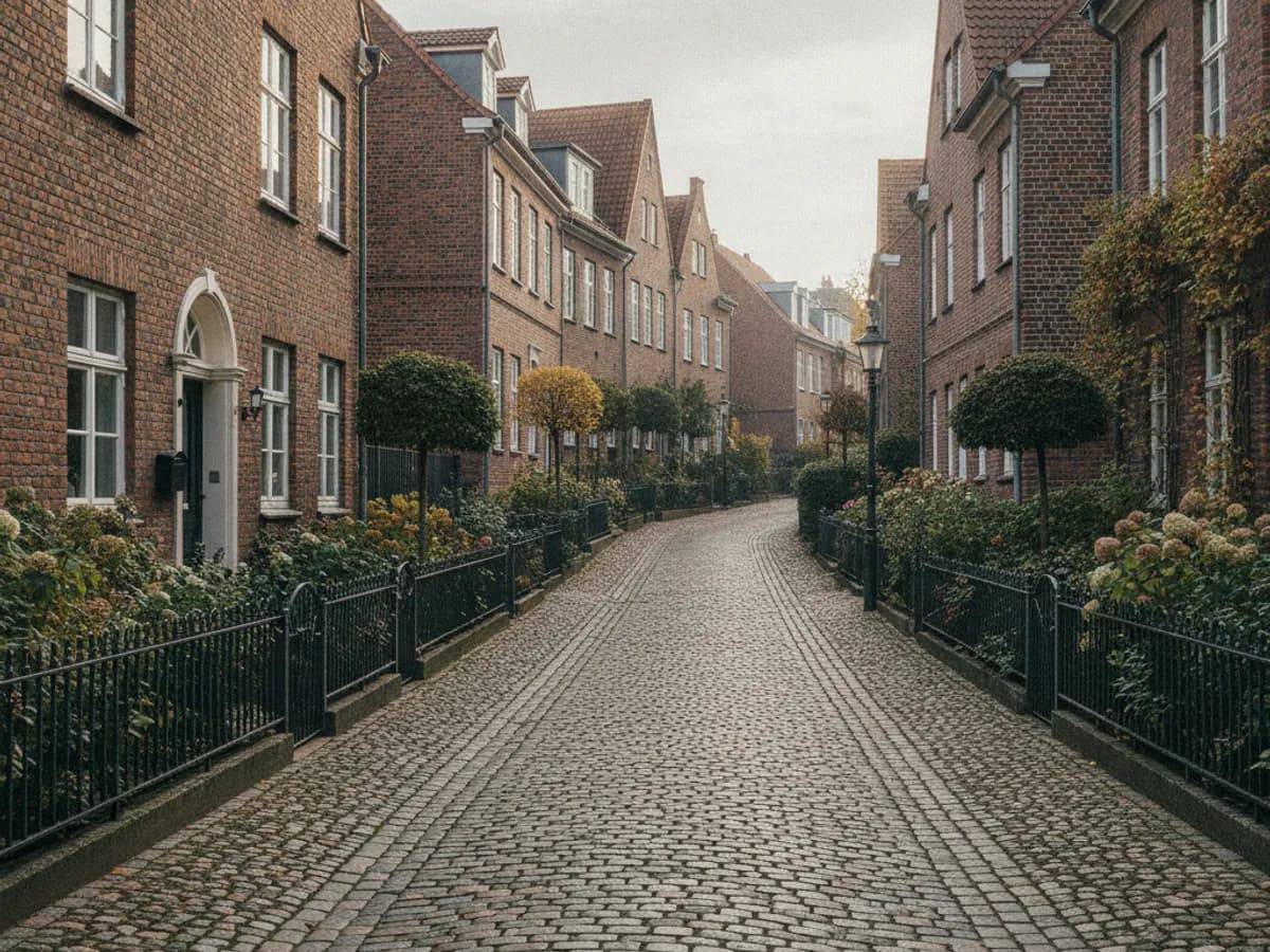 Rotklinkerhaus mit gepflegtem Vorgarten am alten Ortskern von Hamburg-Fuhlsbüttel