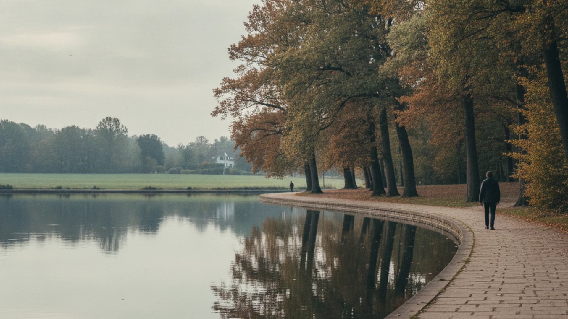 Uferweg am Öjendorfer See mit Wiesen und Baumgruppen in Hamburg-Billstedt