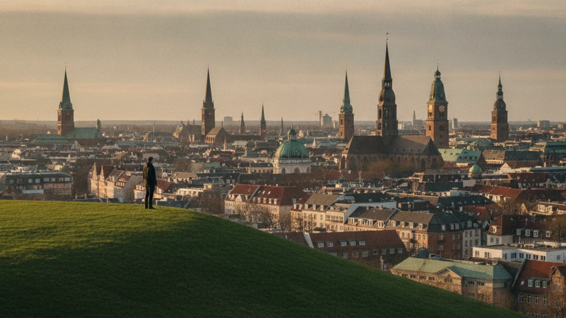 Blick von der Geestkante über Dächer Richtung Innenstadt in Hamburg-Borgfelde