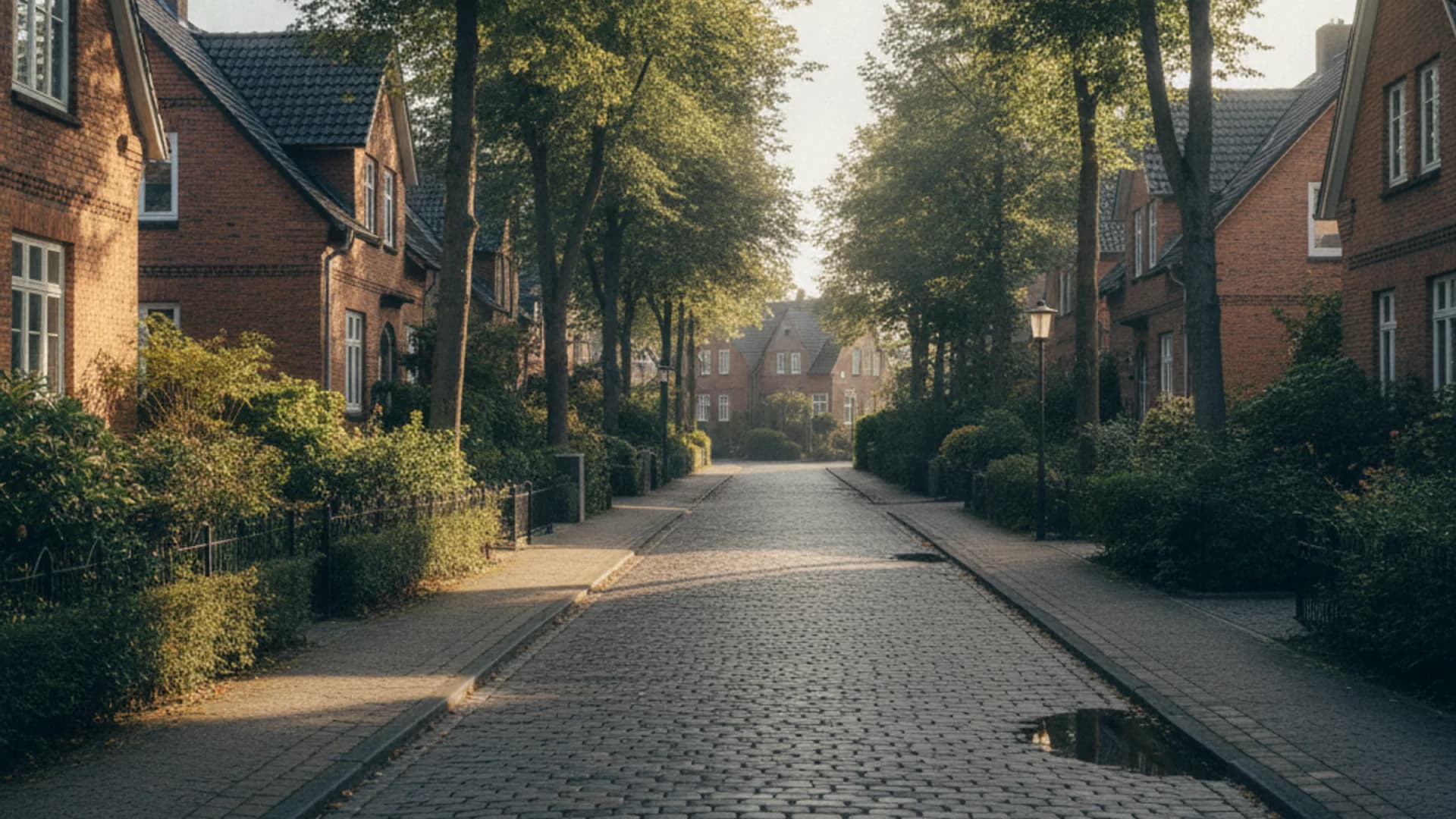 Ruhige Einfamilienhausstraße mit altem Baumbestand in Hamburg-Osdorf