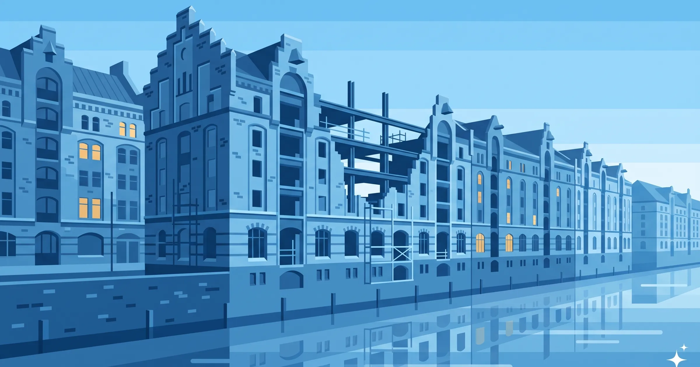 Fassade der Hamburger Finanzbehörde am Gänsemarkt mit Backsteinornament, davor Passanten im Nachmittagslicht
