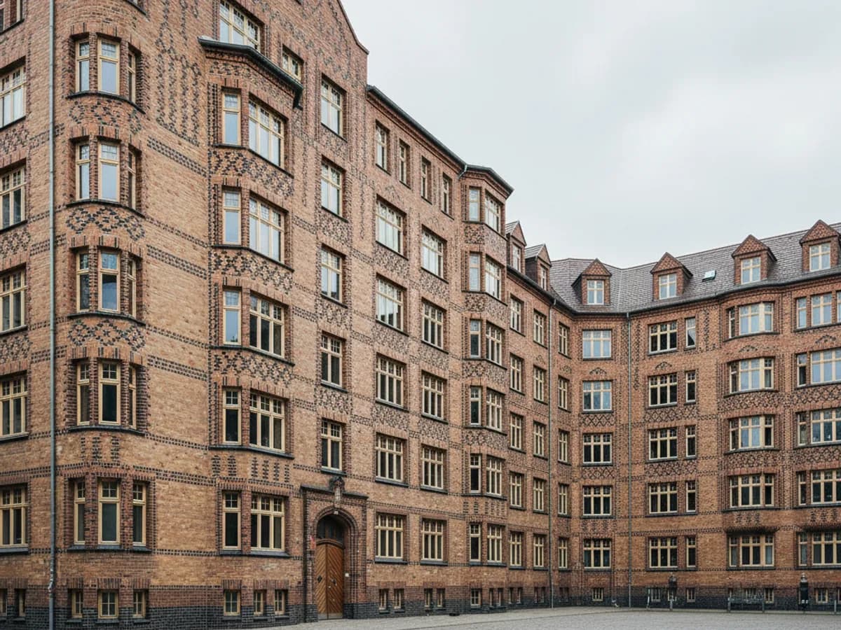 Expressionistische Klinkerfassade der zwanziger Jahre in Hamburg-Barmbek-Nord