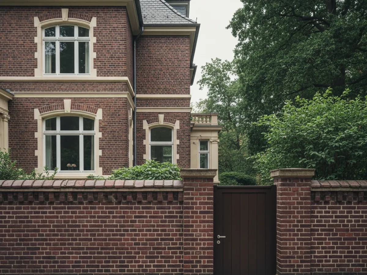 Klinker-Bürgerhausvilla mit Gartenmauer in Hamburg-Othmarschen