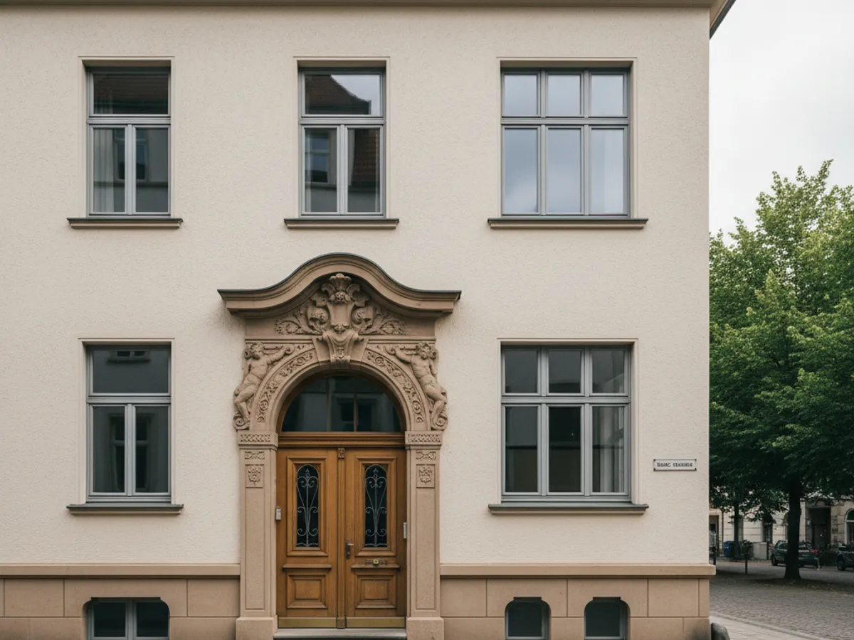 Gründerzeit-Stadthausfassade mit Portal im Grindelviertel in Hamburg-Rotherbaum