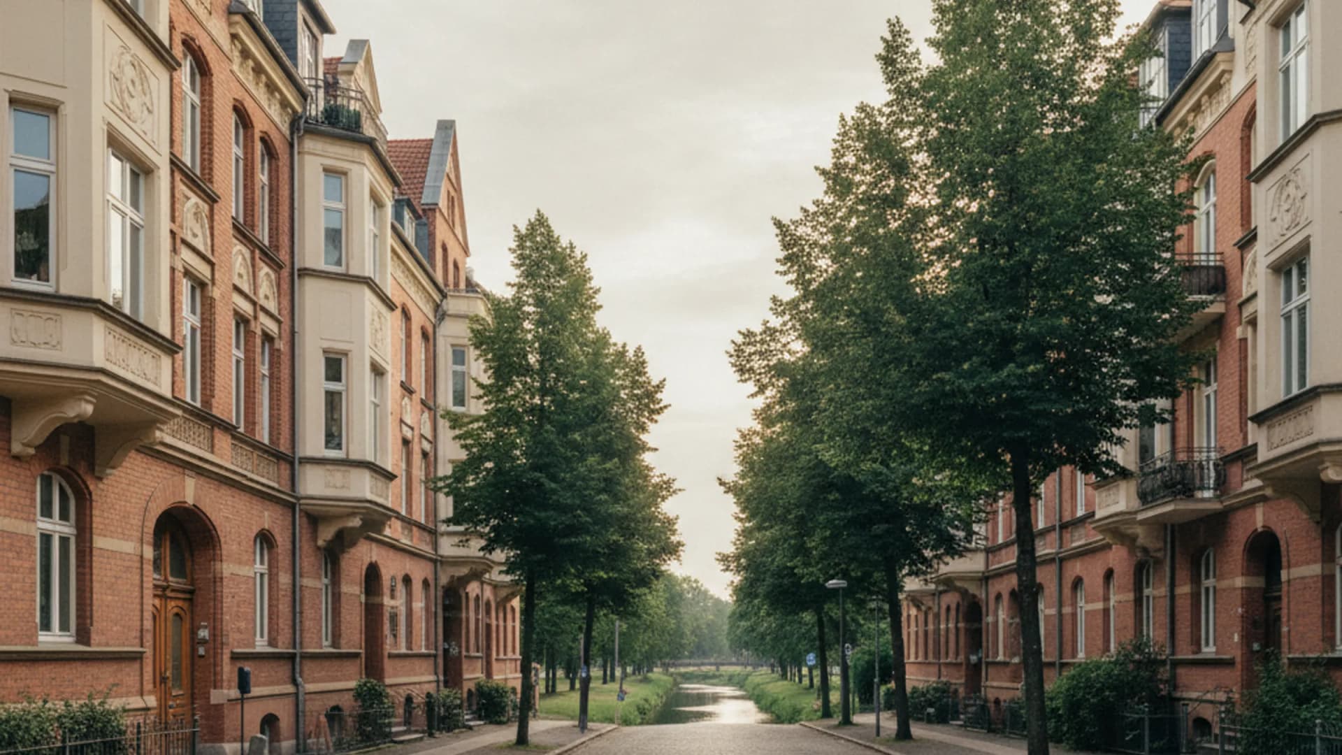 Ruhige Gründerzeit-Wohnstraße in Hamburg-Wandsbek am Eichtalpark mit der Wandse