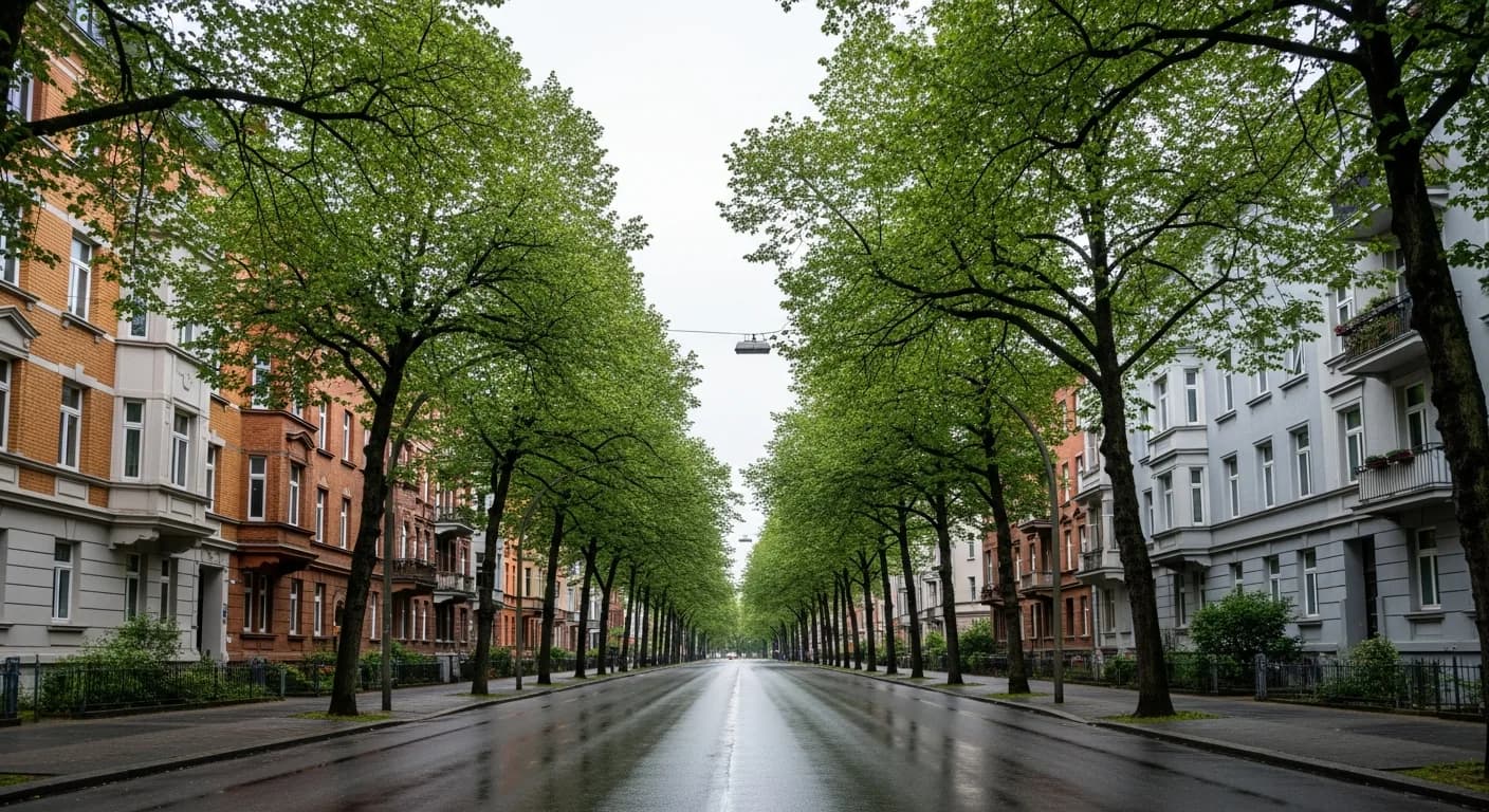 Straßenzug mit Gründerzeithäusern in Hamburg-Eppendorf